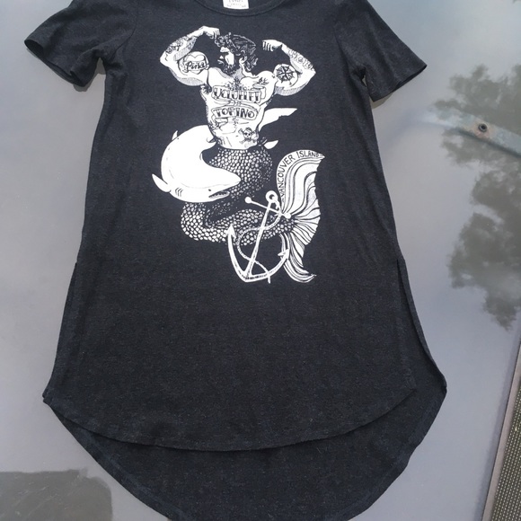 Pina charcoal grey heathered tshirt tee tunic long - Picture 2 of 5